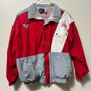 Vintage 1991 Coca Cola Indianapolis 500 Colorblock Jacket - Red, White, Gray